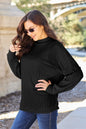 Turquoise Trendsi Basic Bae full-size ribbed knit top with exposed seam and mock neck, casual and cozy style.