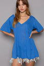 Trendsi ultramarine POL V-neck short sleeve T-shirt displayed on a mannequin, showcasing casual men's summer fashion.