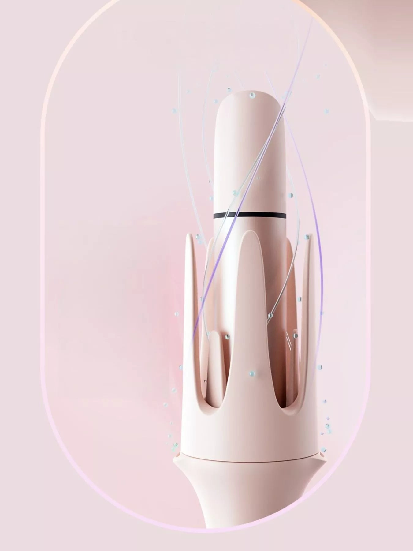 Watermelon pink automatic rotating hair curling iron by Trendsi with European plug for easy styling.