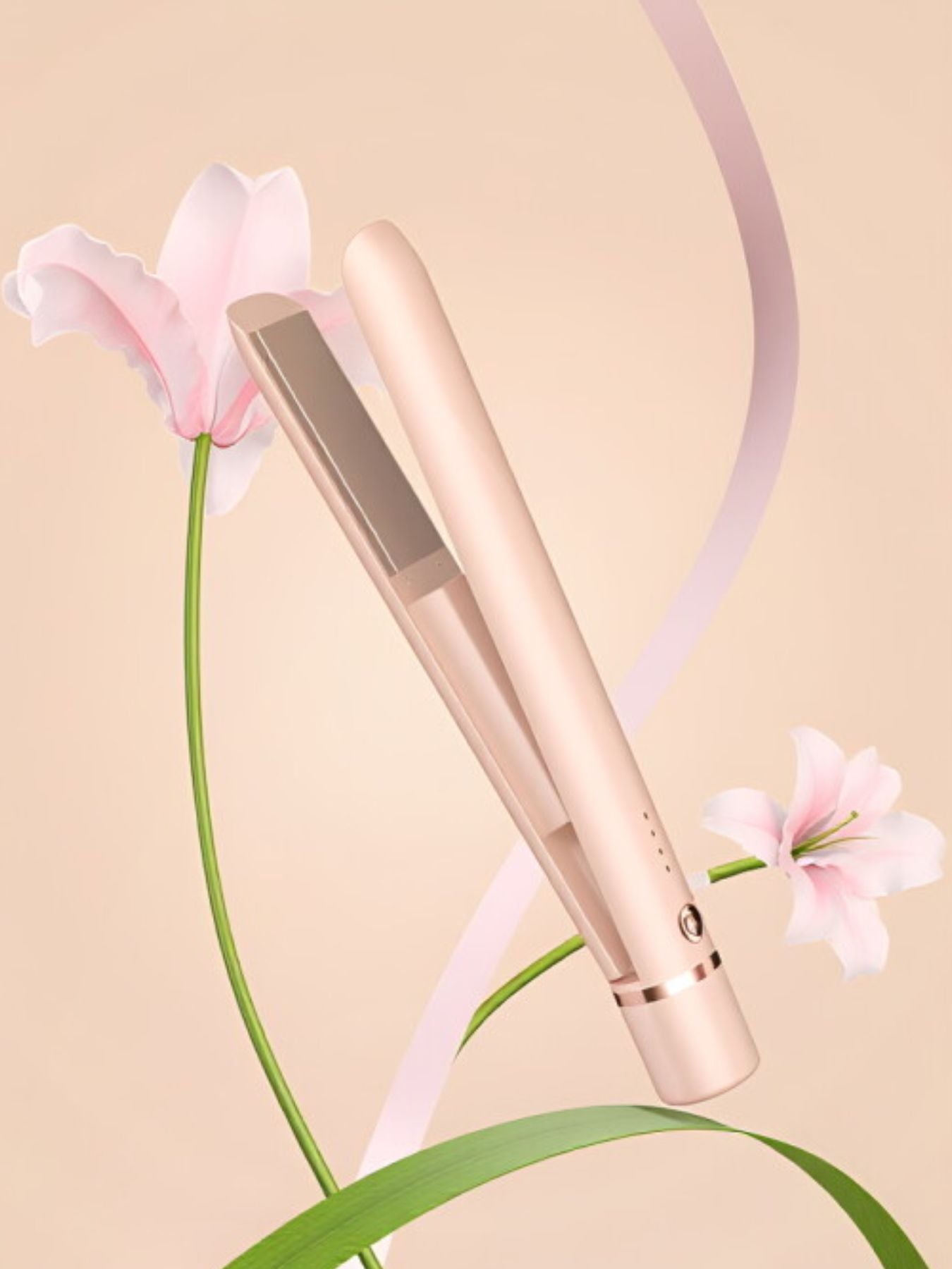 Watermelon pink ceramic hair straightener from Trendsi featuring a sleek design and ceramic plates for smooth styling.