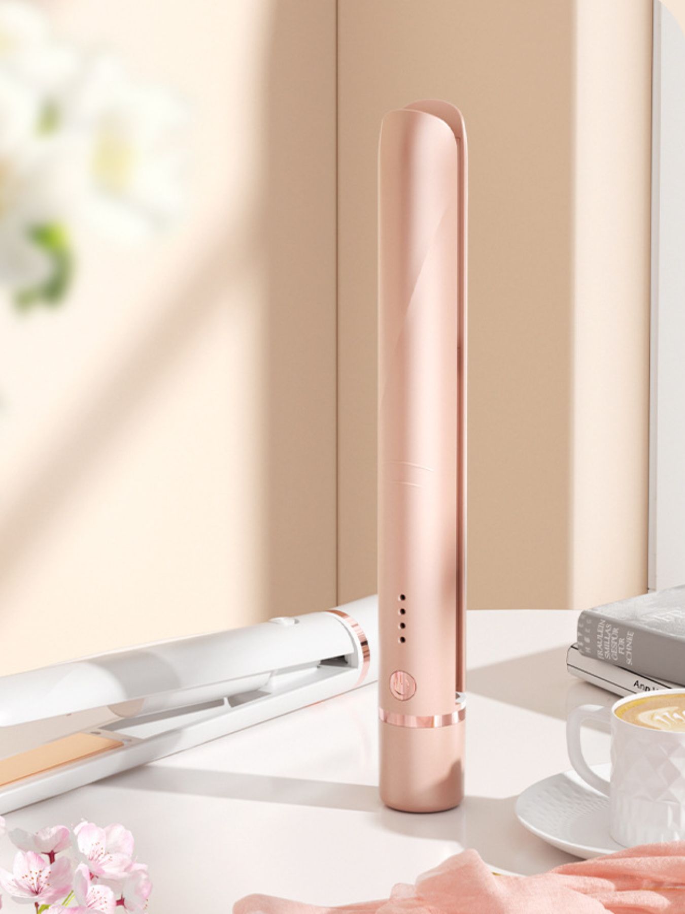 Watermelon pink ceramic hair straightener by Trendsi with smooth, flat plates for sleek styling and hair straightening.