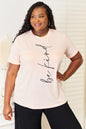 Pink Simply Love BE KIND graphic round neck T-shirt by Trendsi, featuring a colorful "Be Kind" message and casual fit.