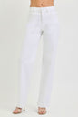 Plus size white RISEN high-rise wide baggy pants by Trendsi, featuring a relaxed fit and full-length style.