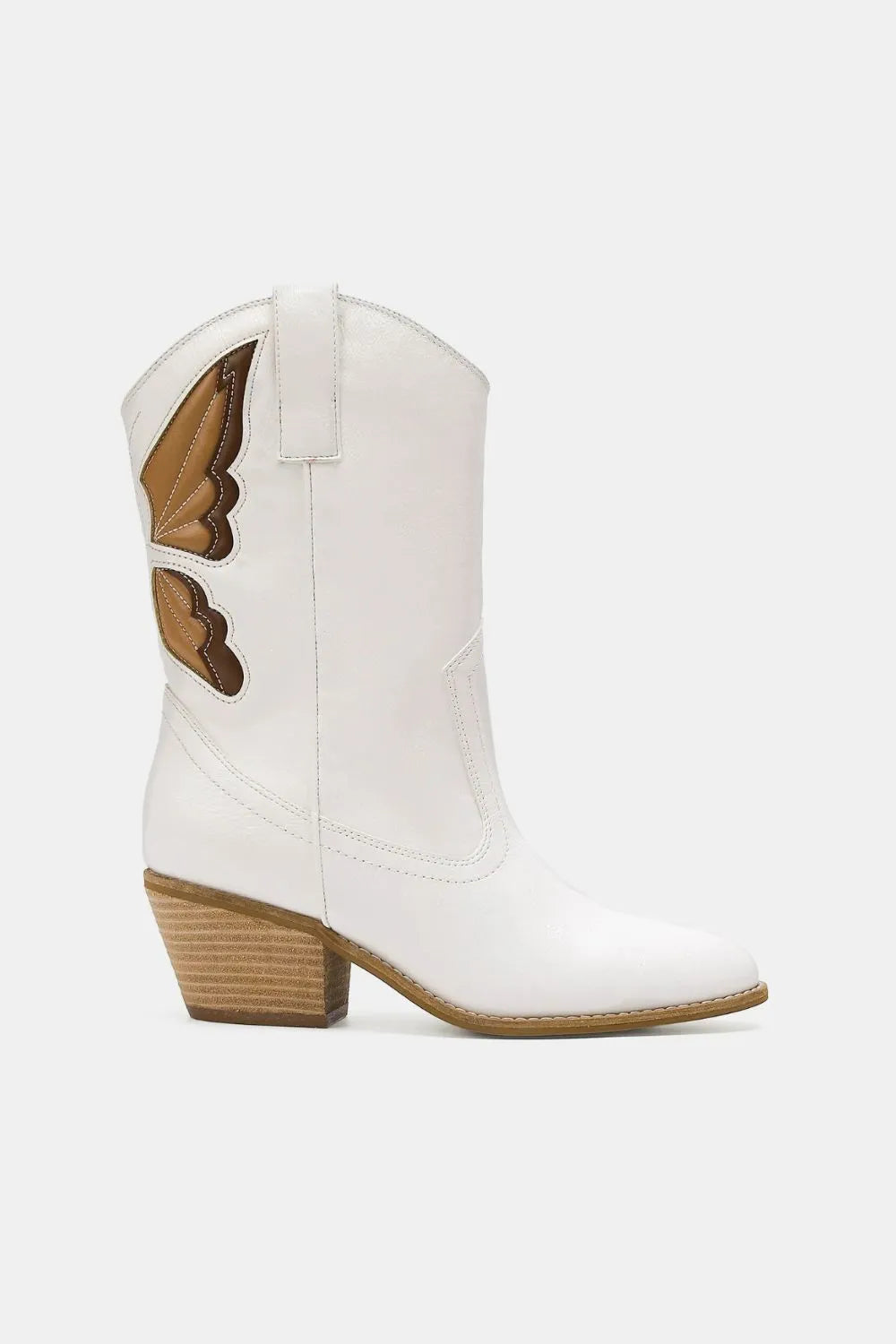 White Beast Fashion butterfly cut detail point toe boots with sleek design and stylish silhouette, perfect for trendy outfits.
