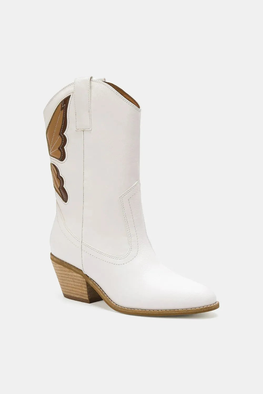 White Beast Fashion butterfly cut detail point toe boots with sleek design and stylish silhouette, perfect for trendy footwear.