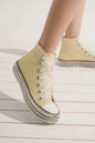 White Beast Fashion glitter lace-up studded platform sneakers with chunky soles and metallic accents, stylish and trendy for casual wear.