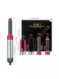 White Trendsi 5-in-1 interchangeable hot air brush with European plug, showcasing multiple styling attachments.