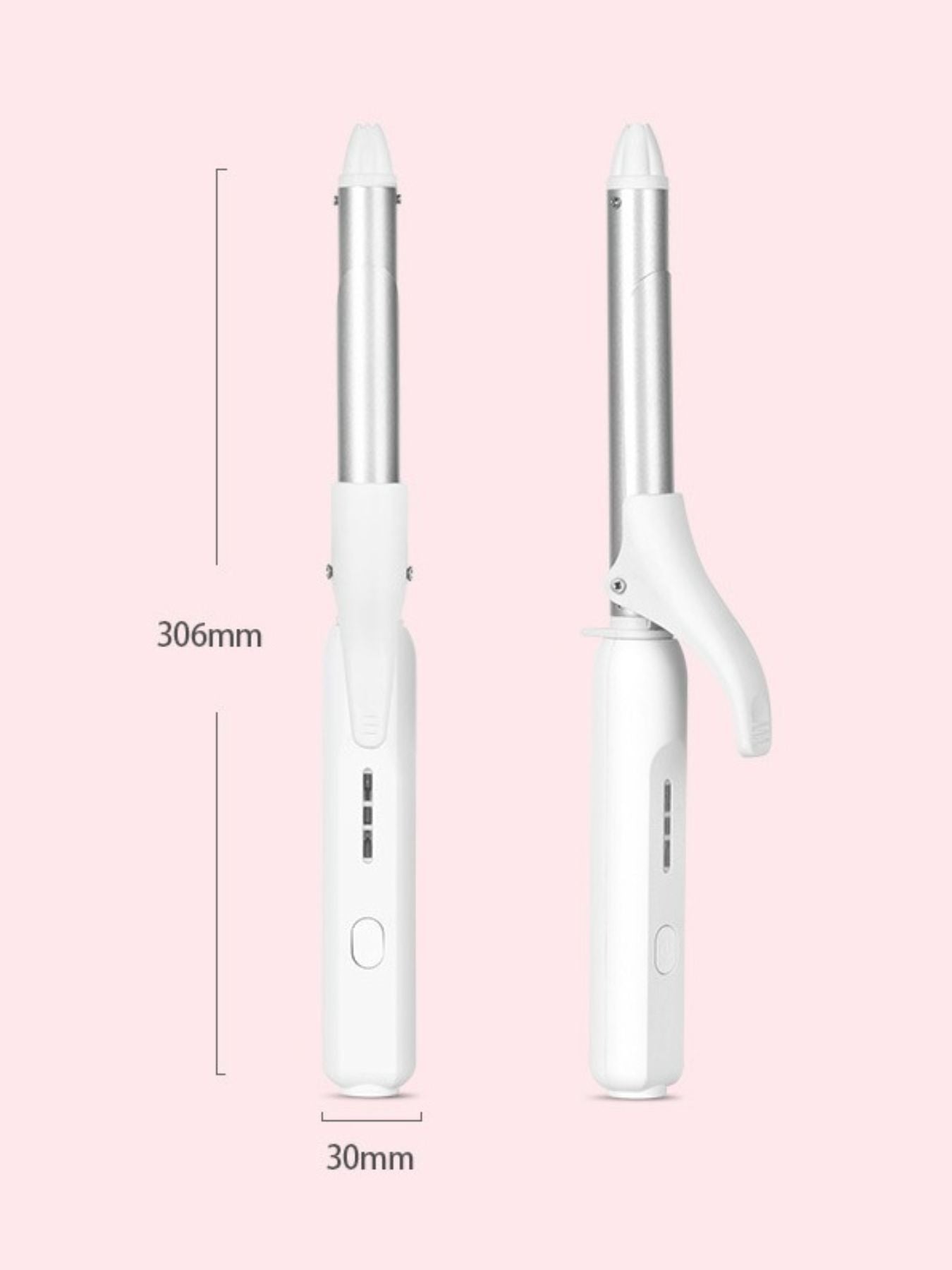 White adjustable temperature curling iron by Trendsi with European plug, featuring a sleek design for versatile hair styling.