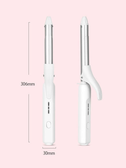 White adjustable temperature curling iron by Trendsi with European plug, featuring a sleek design for versatile hair styling.