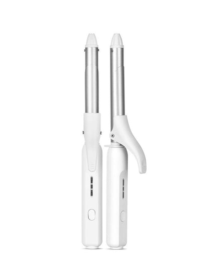 White adjustable temperature curling iron by Trendsi with European plug, featuring a sleek design and ergonomic handle.