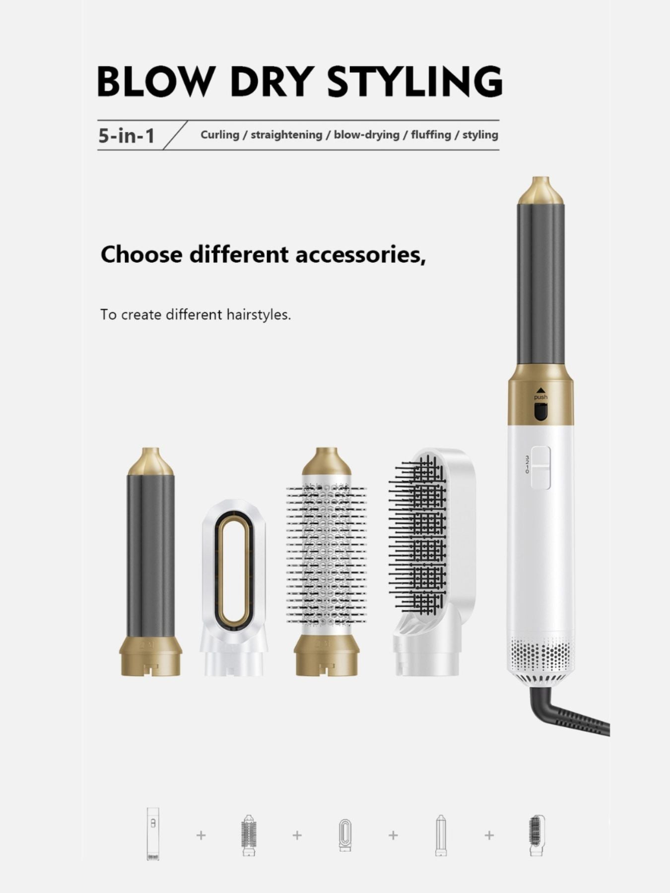 Trendsi white adjustable temperature curling iron with European plug, featuring a sleek design for versatile hairstyling.