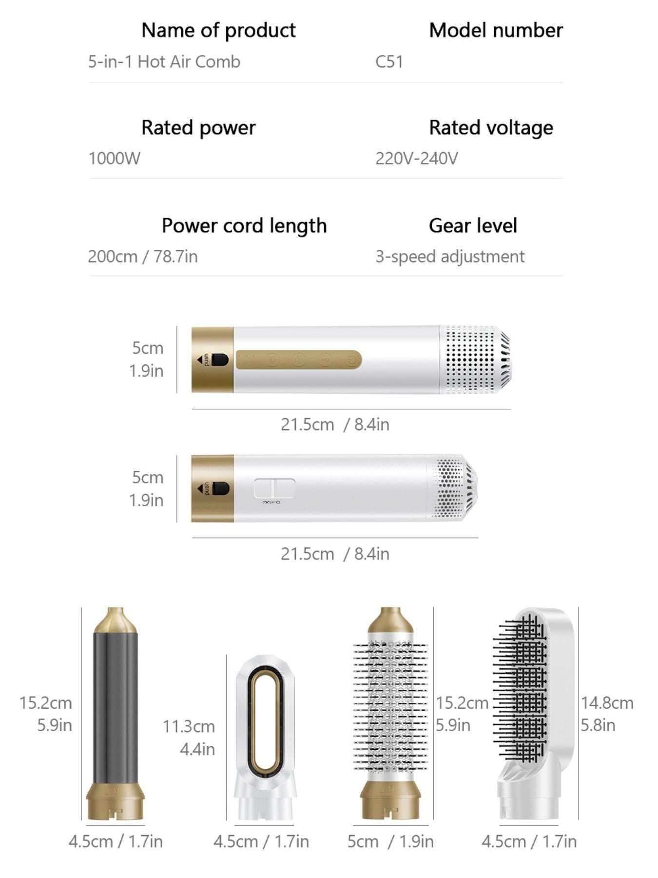 White adjustable temperature curling iron by Trendsi with European plug and ergonomic handle, ideal for versatile styling.
