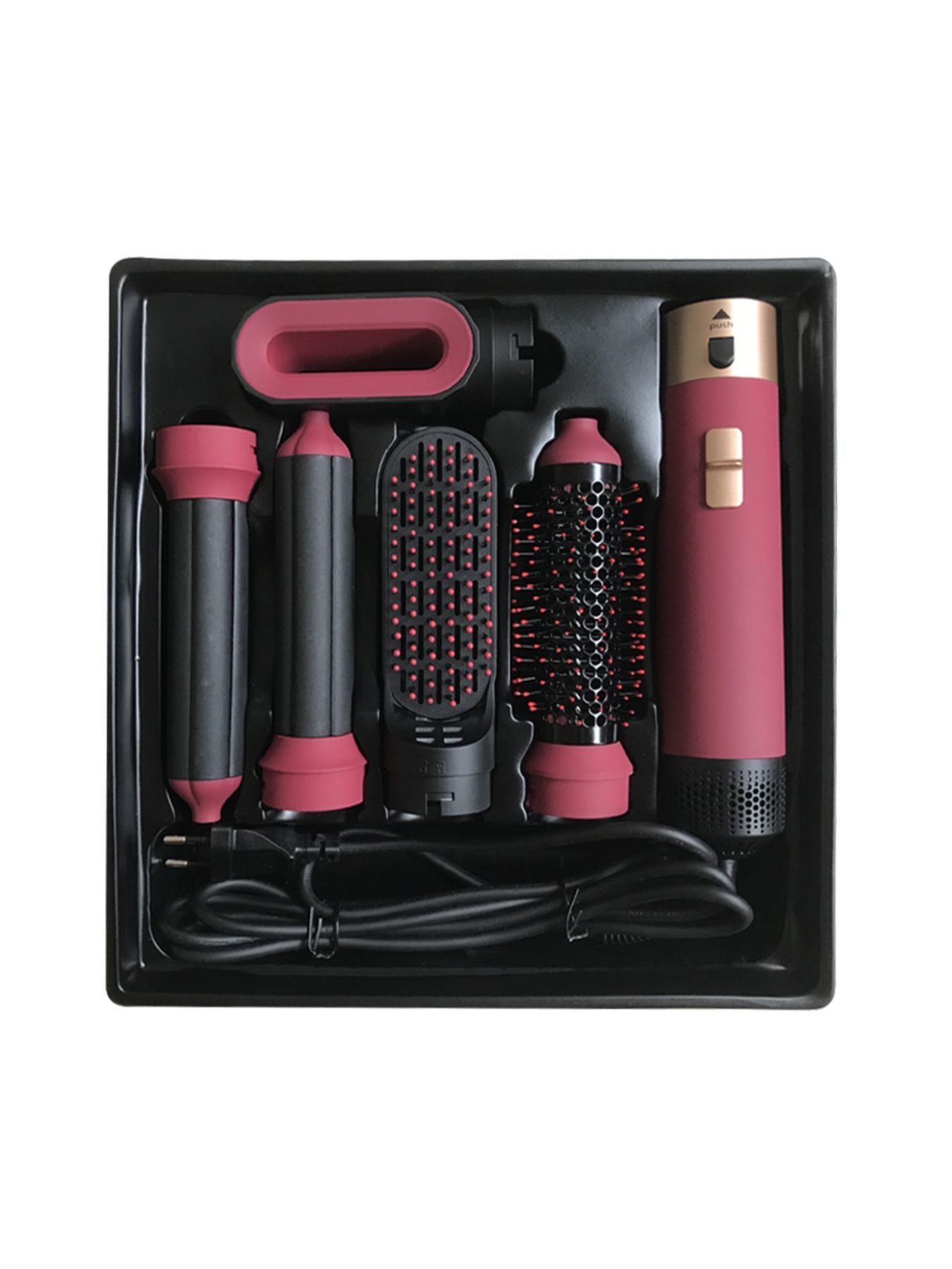 White Trendsi adjustable temperature curling iron with European plug, featuring a sleek design for versatile styling.