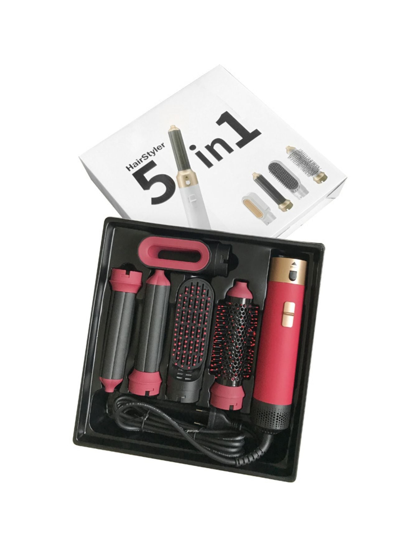 White Trendsi adjustable temperature curling iron with European plug, featuring a sleek design for versatile hair styling.