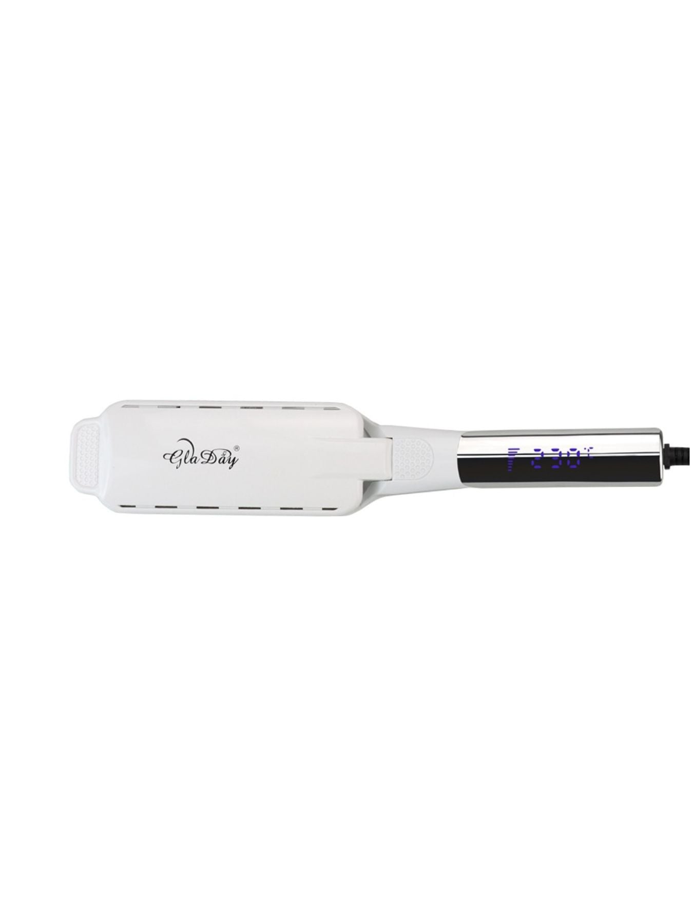 White adjustable temperature hair straightener by Trendsi with European plug, designed for versatile styling and heat control.