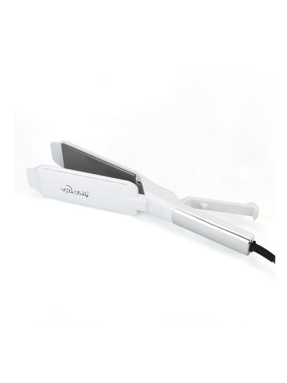 Trendsi white adjustable temperature European plug hair straightener with ceramic plates for sleek, straight hair styling.