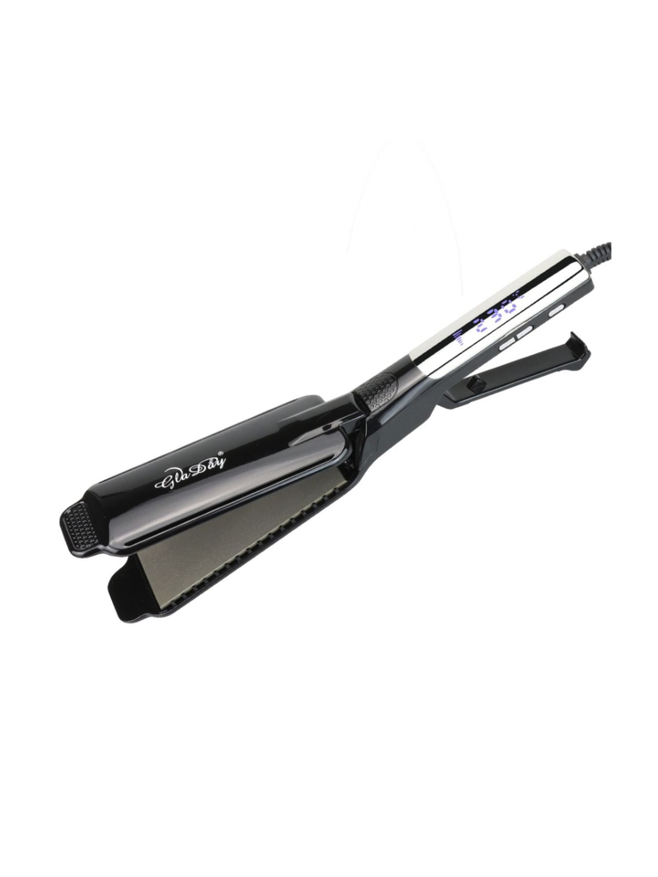 White adjustable temperature hair straightener by Trendsi with European plug, featuring sleek design and ceramic plates.