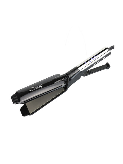White adjustable temperature hair straightener by Trendsi with European plug, featuring sleek design and ceramic plates.