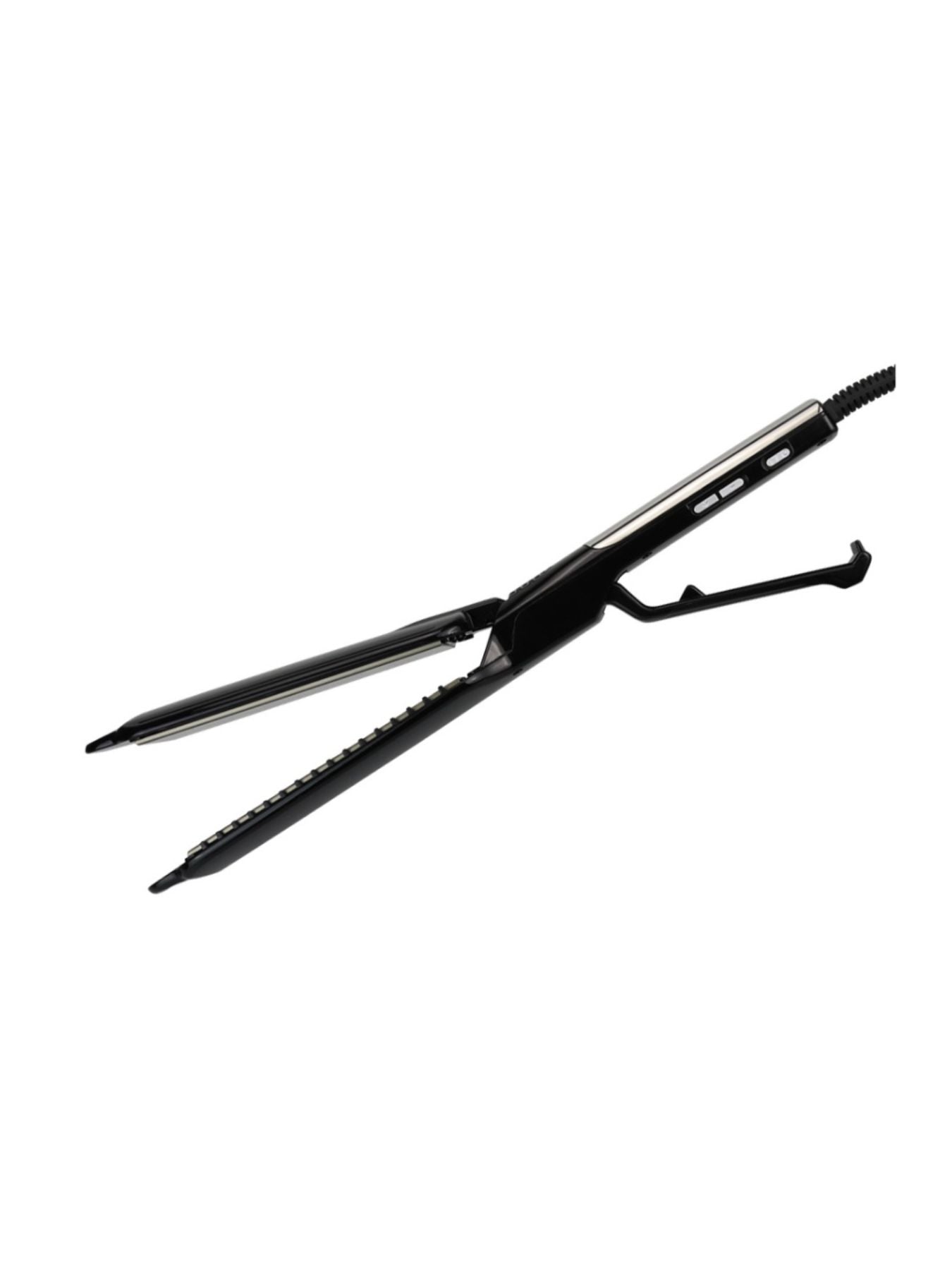 White Trendsi adjustable temperature hair straightener with European plug, featuring ceramic plates for smooth styling.