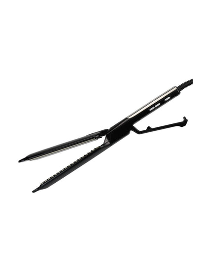 White Trendsi adjustable temperature hair straightener with European plug, featuring ceramic plates for smooth styling.