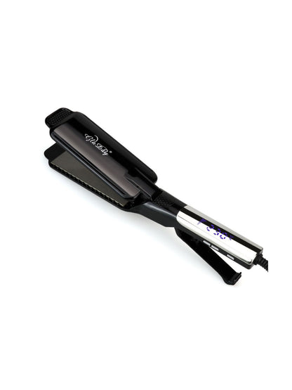 White adjustable temperature hair straightener from Trendsi with European plug, sleek design, and ceramic plates for smooth styling.