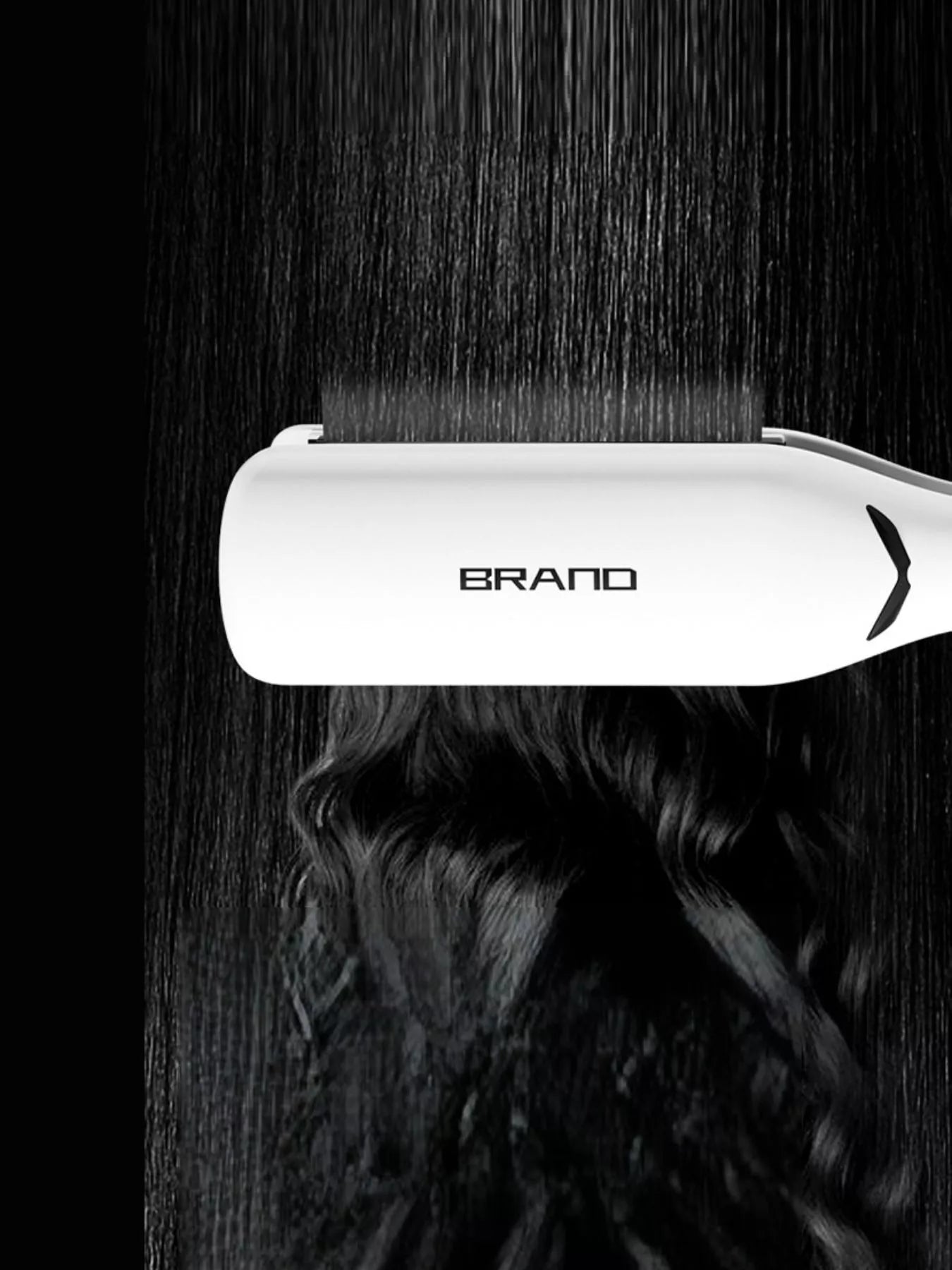 White Trendsi adjustable temperature hair straightener with European plug, featuring sleek design and ceramic plates for smooth styling.