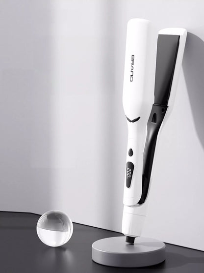 White adjustable temperature hair straightener by Trendsi with European plug, designed for versatile styling and heat control.