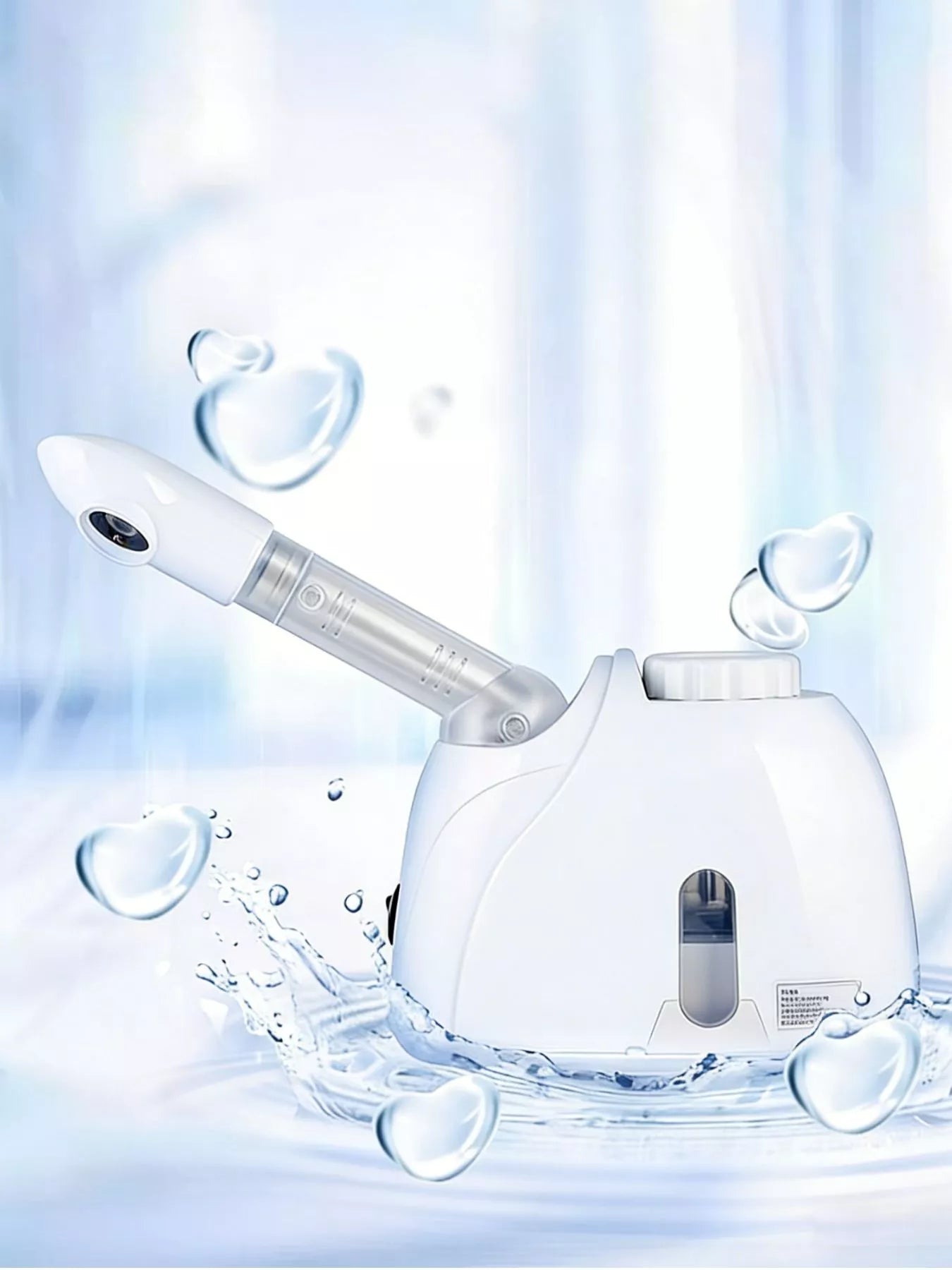 White Trendsi facial steamer deep cleansing beauty device with European plug, used for facial hydration and skin pore cleansing.
