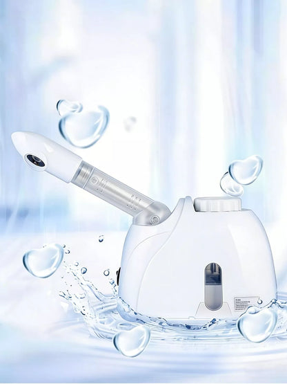 White Trendsi facial steamer deep cleansing beauty device with European plug, used for facial hydration and skin pore cleansing.