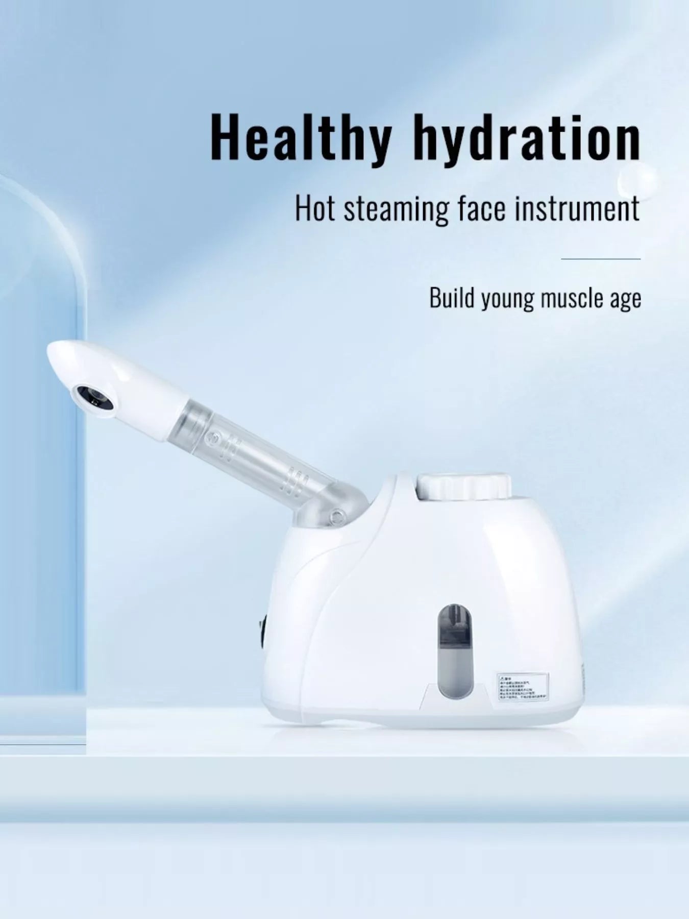 White Trendsi facial steamer deep cleansing beauty device with European plug for facial hydration and pore cleansing.