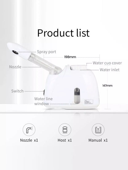 White Trendsi facial steamer deep cleansing beauty device with European plug for skincare and pore opening.