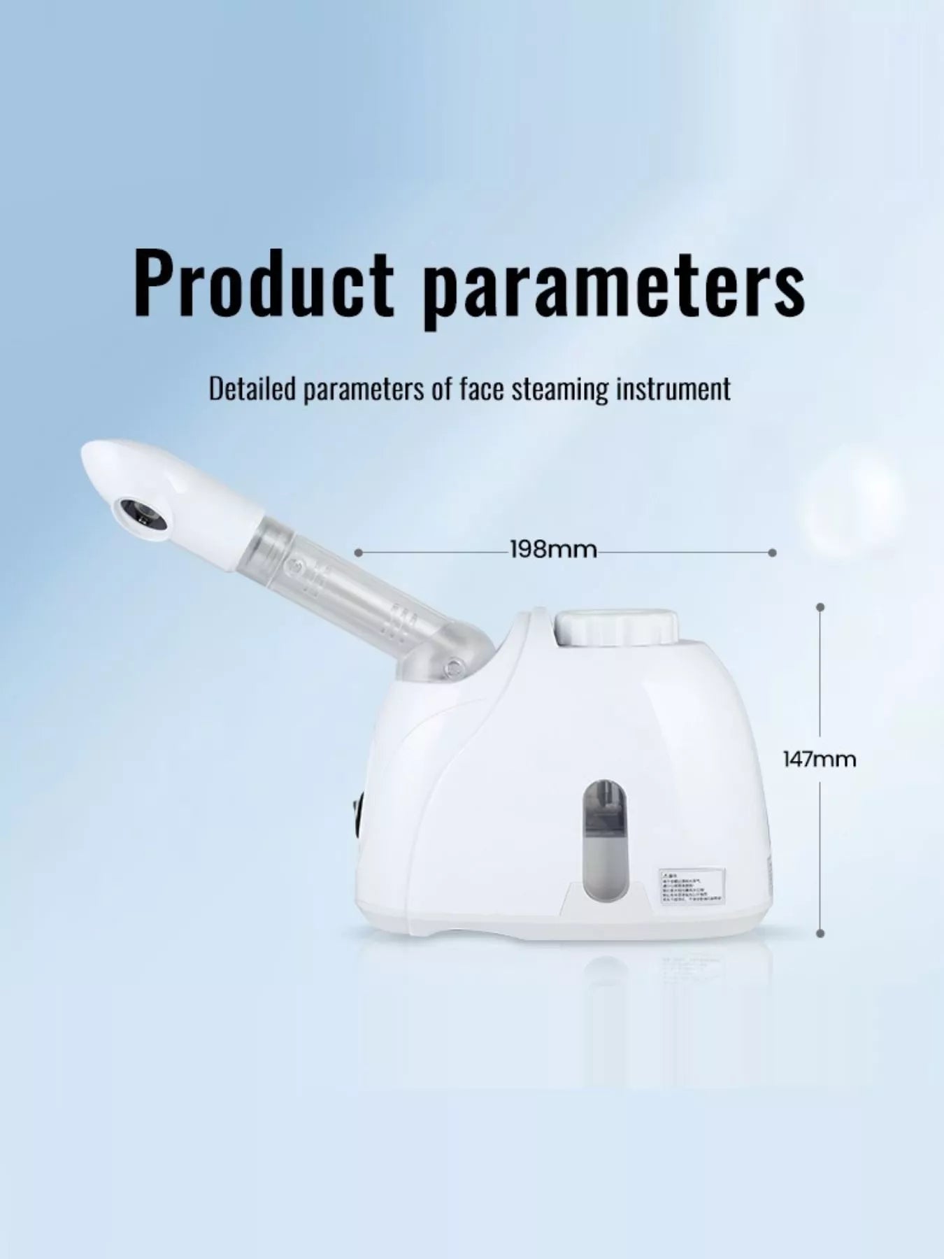 White Trendsi facial steamer deep cleansing beauty device with European plug, showing its compact design for skincare.