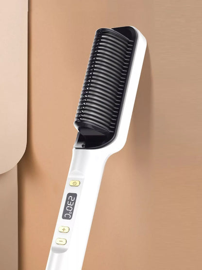 White Trendsi fast heating ceramic straightening comb with European plug for smooth, shiny hair styling.