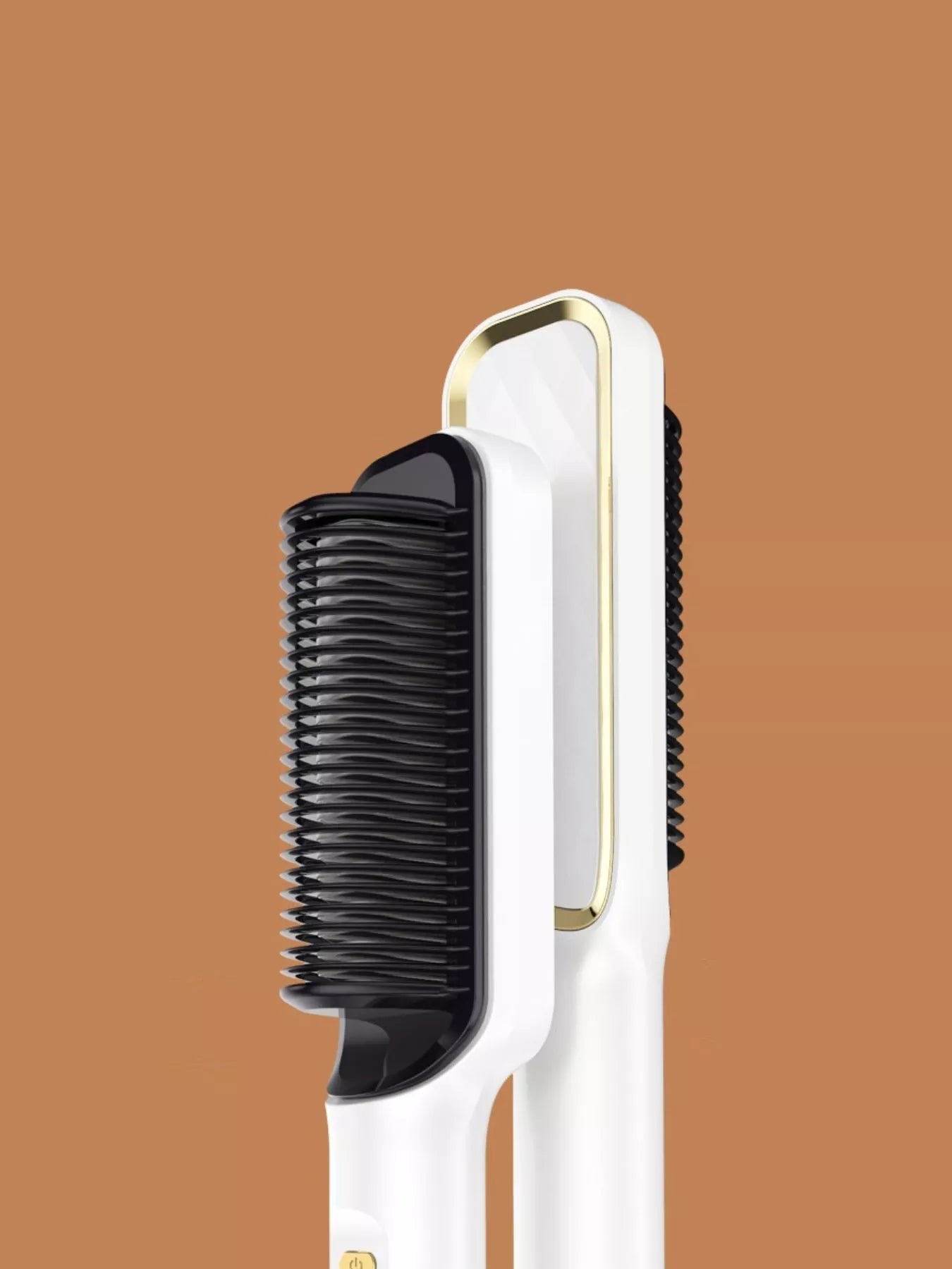 White Trendsi ceramic straightening comb with European plug, fast heating for effortless hair styling.