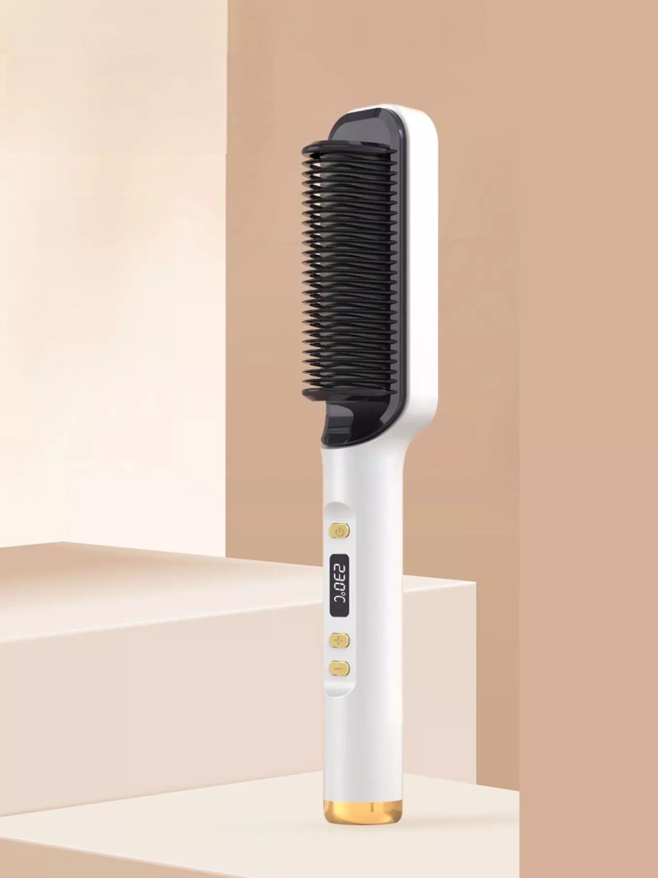White Trendsi fast heating ceramic straightening comb with European plug, designed for quick, smooth hair styling.