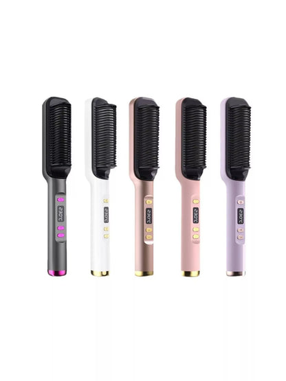White Trendsi ceramic straightening comb with European plug, fast heating for efficient hair styling.