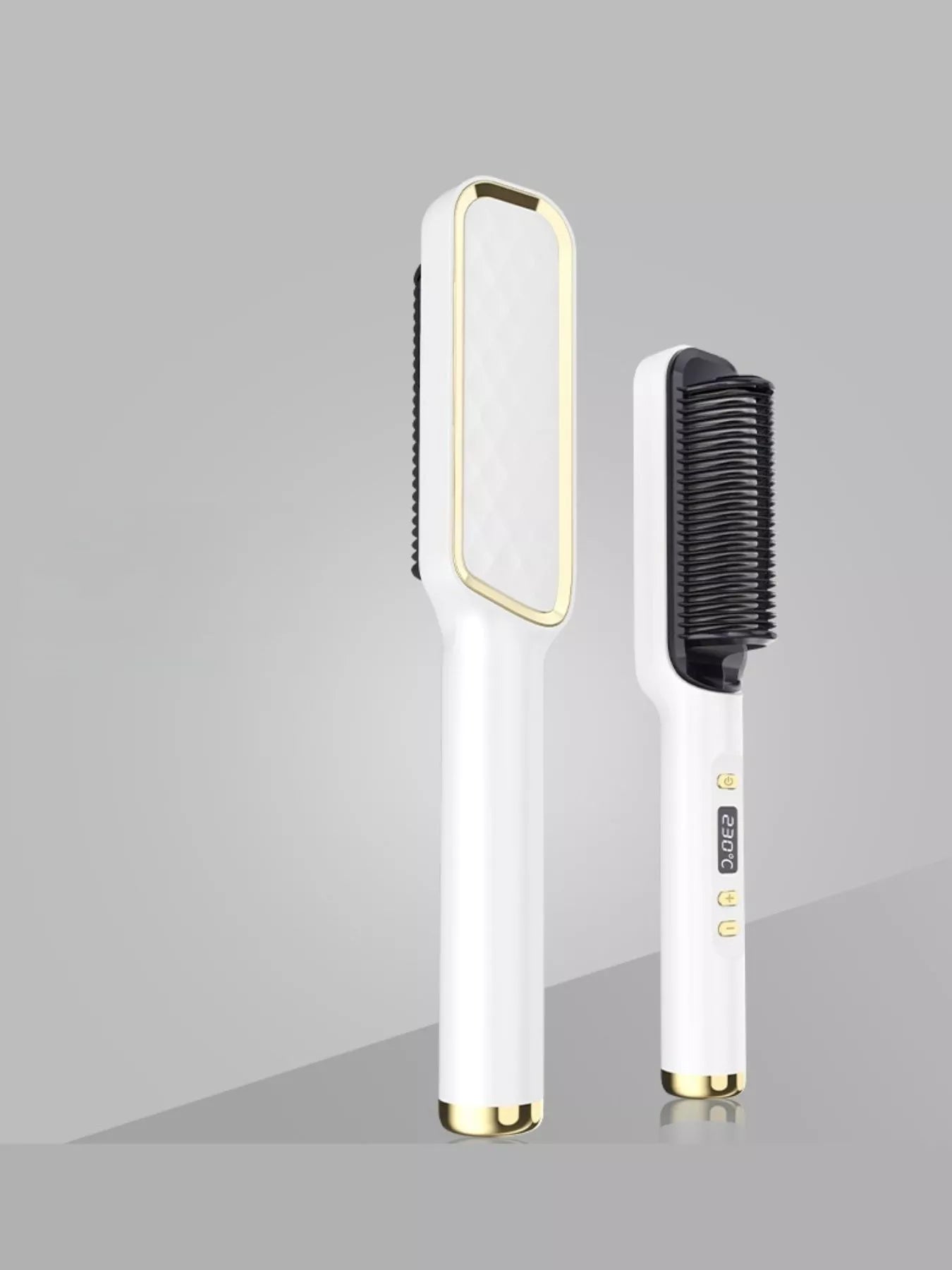 White ceramic straightening comb by Trendsi with European plug, fast heating for sleek, smooth hair styling.