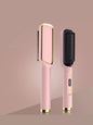 White ceramic straightening comb from Trendsi with European plug, fast heating, ideal for smooth, sleek hair styling.