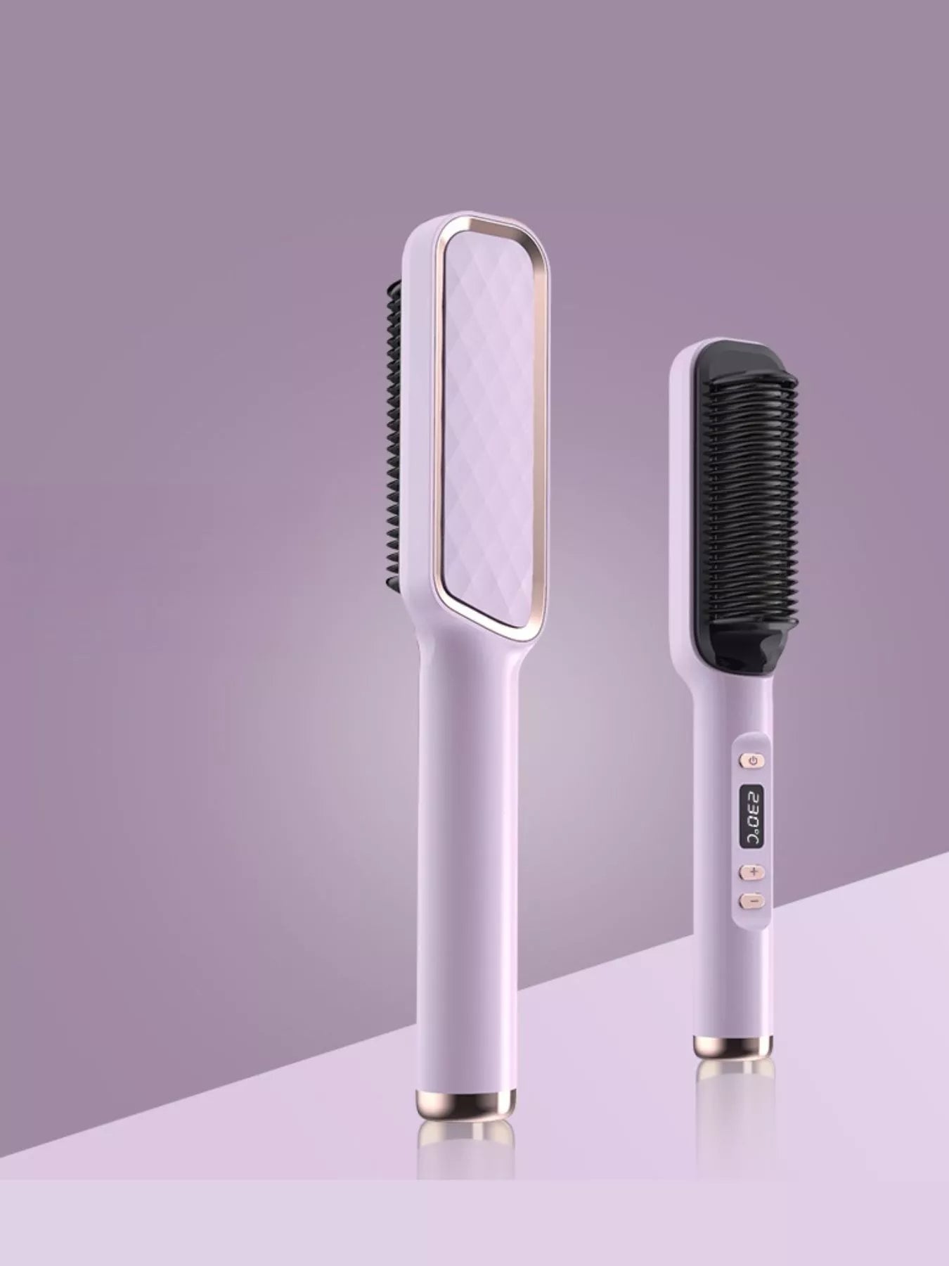 White ceramic straightening comb by Trendsi with European plug, fast heating for smooth, sleek hair styling.
