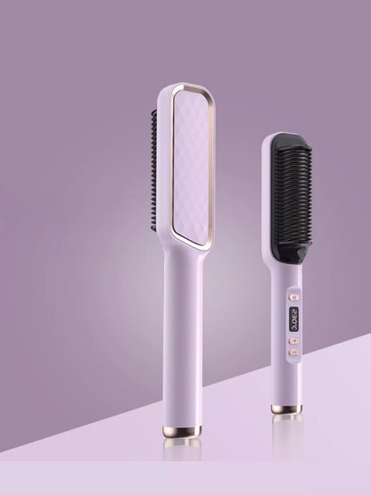 White ceramic straightening comb by Trendsi with European plug, fast heating for smooth, sleek hair styling.