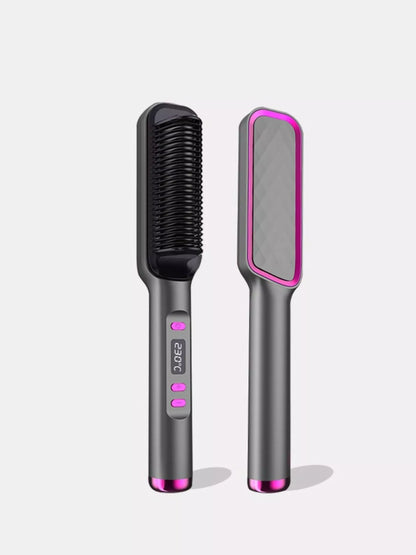 White ceramic straightening comb by Trendsi with European plug, fast heating for smooth, sleek hair styling.