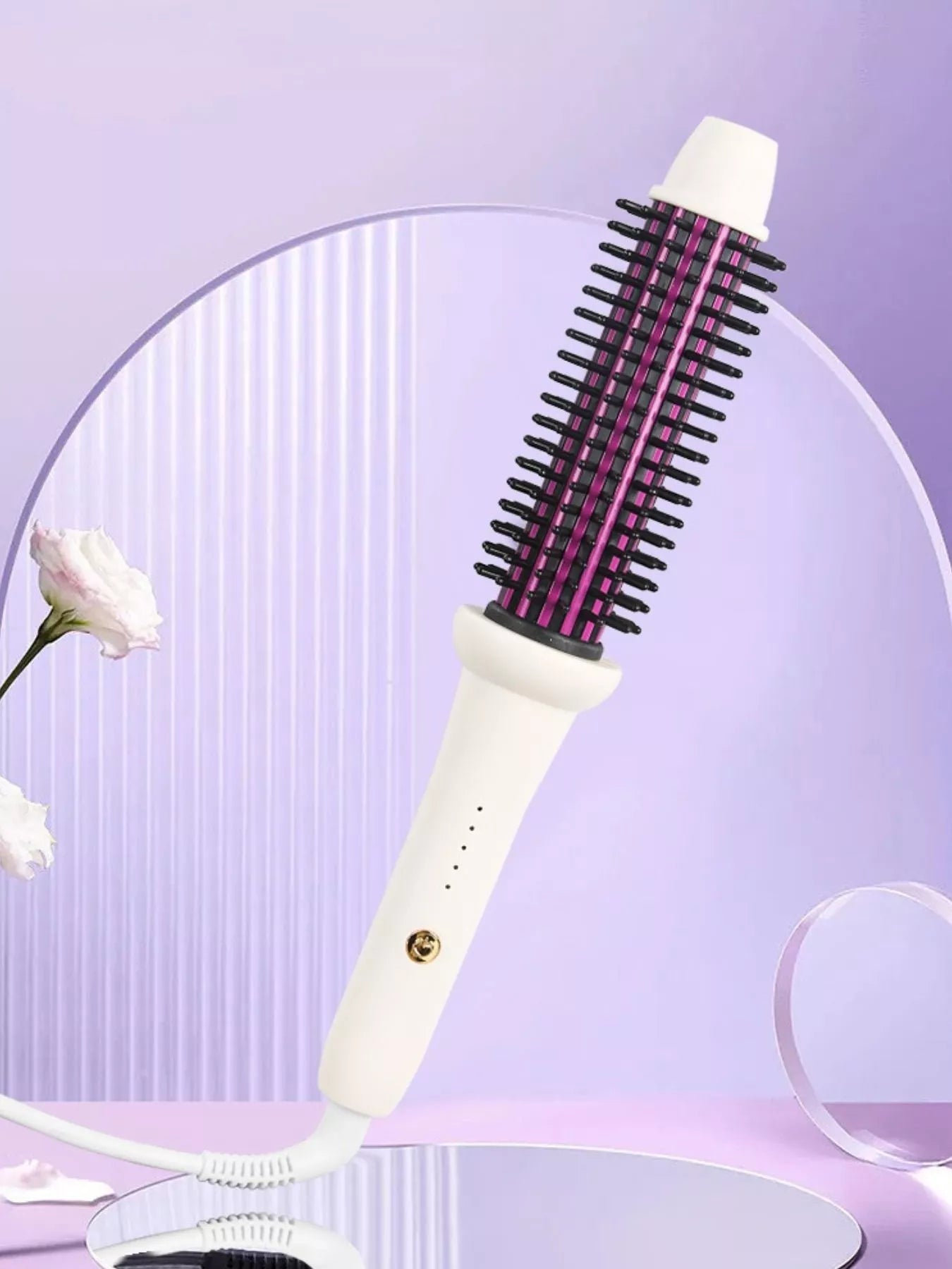White Trendsi fast heating curling iron with European plug, showcasing its sleek design and curling barrel for versatile styling.