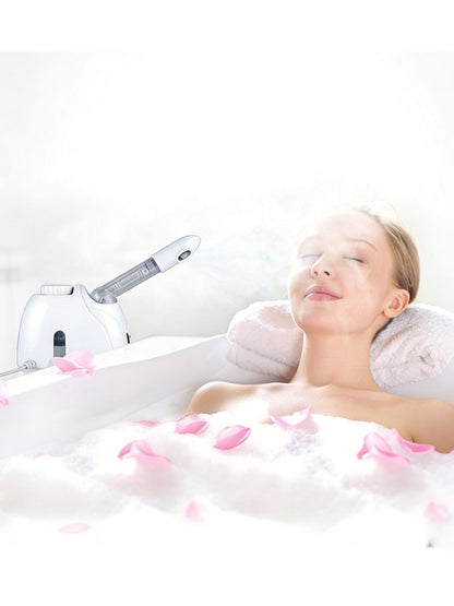 White Trendsi hot steaming facial beauty device with European plug for skincare and facial steaming treatment.