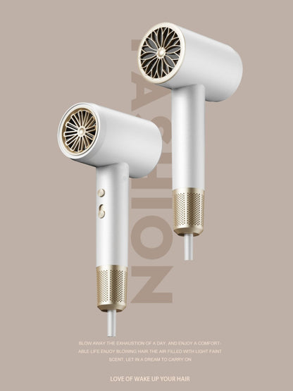 White Trendsi low noise household hair dryer with European plug, compact design, and ergonomic handle for easy styling.