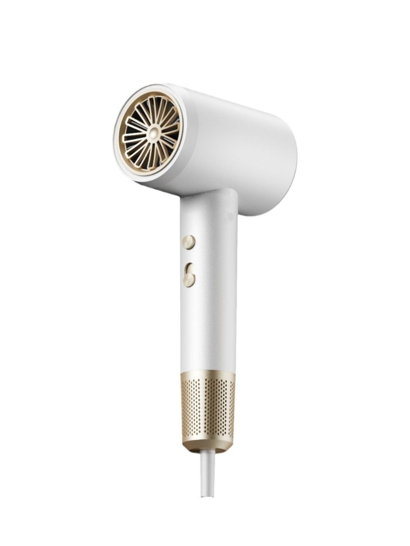 White Trendsi low noise household hair dryer with European plug, lightweight design, and adjustable temperature settings.