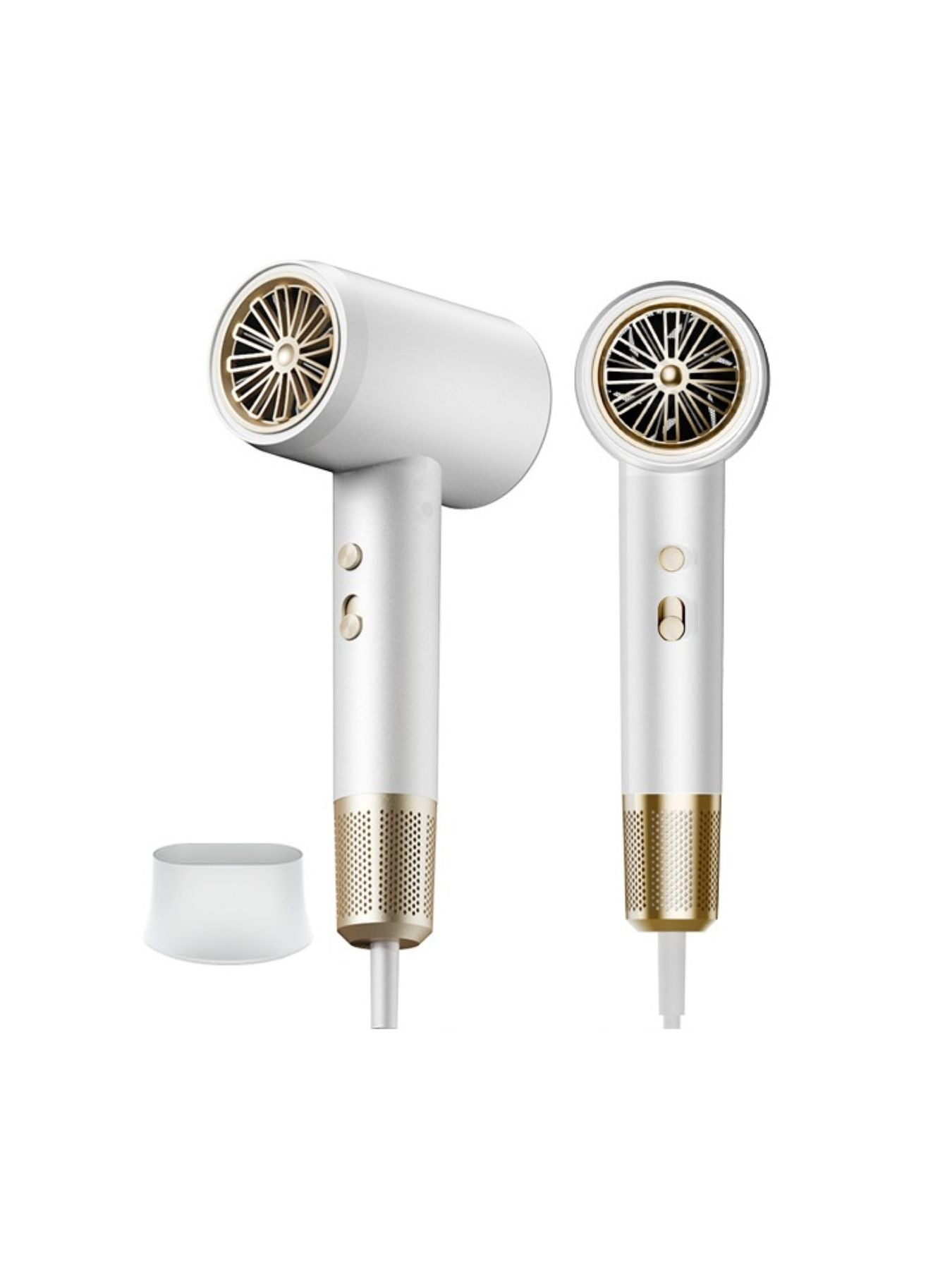 White Trendsi low noise household hair dryer with European plug, compact design, suitable for quick hair drying at home.