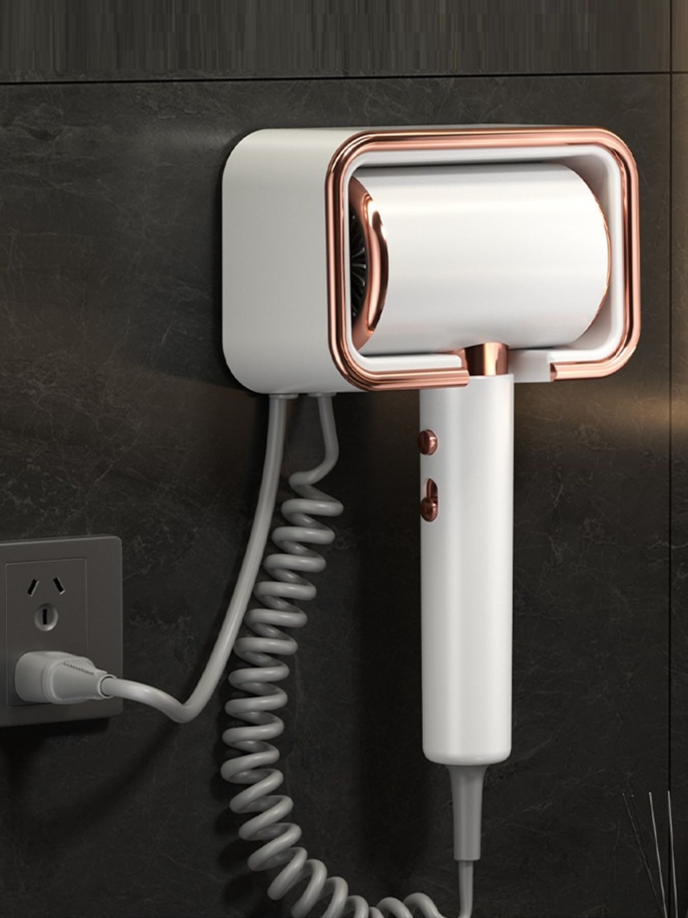 White multi-speed household hair dryer with European plug, featuring ergonomic design and adjustable temperature settings by Trendsi.