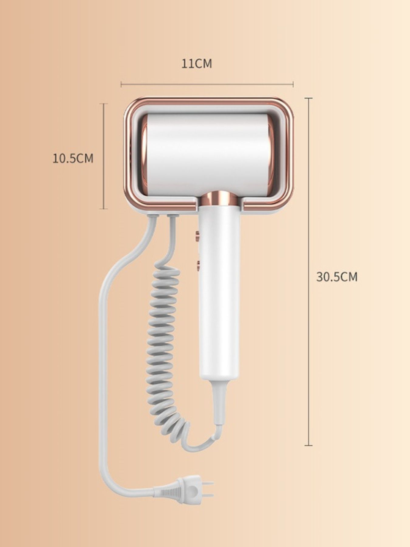 White Trendsi household hair dryer with multi-speed settings and European plug, designed for efficient hair drying.
