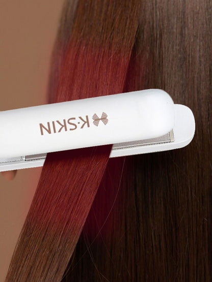 Trendsi portable mini hair straightener with white European plug, compact and lightweight for travel and quick styling.