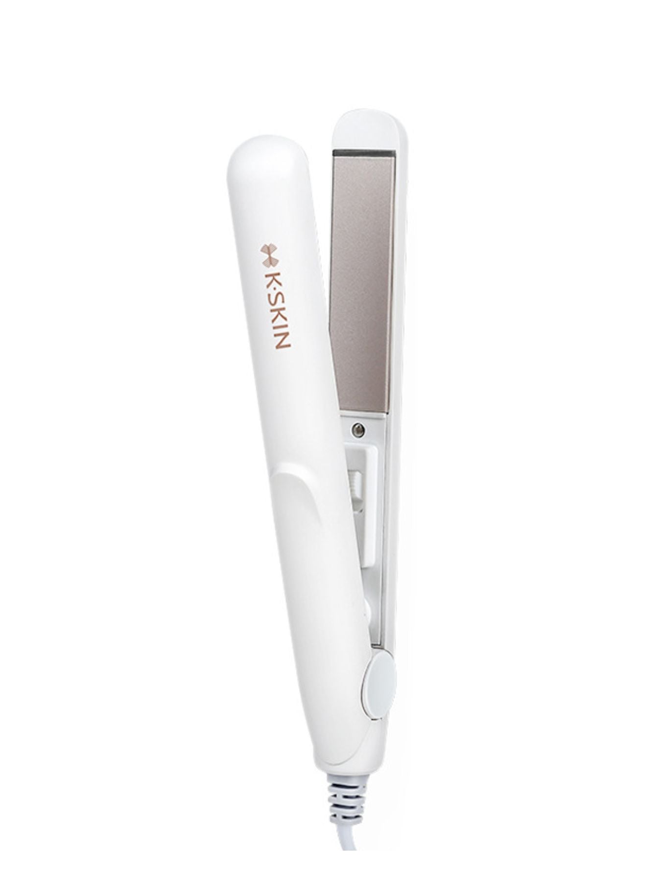 Trendsi portable mini hair straightener with white European plug, compact design for quick styling on the go.